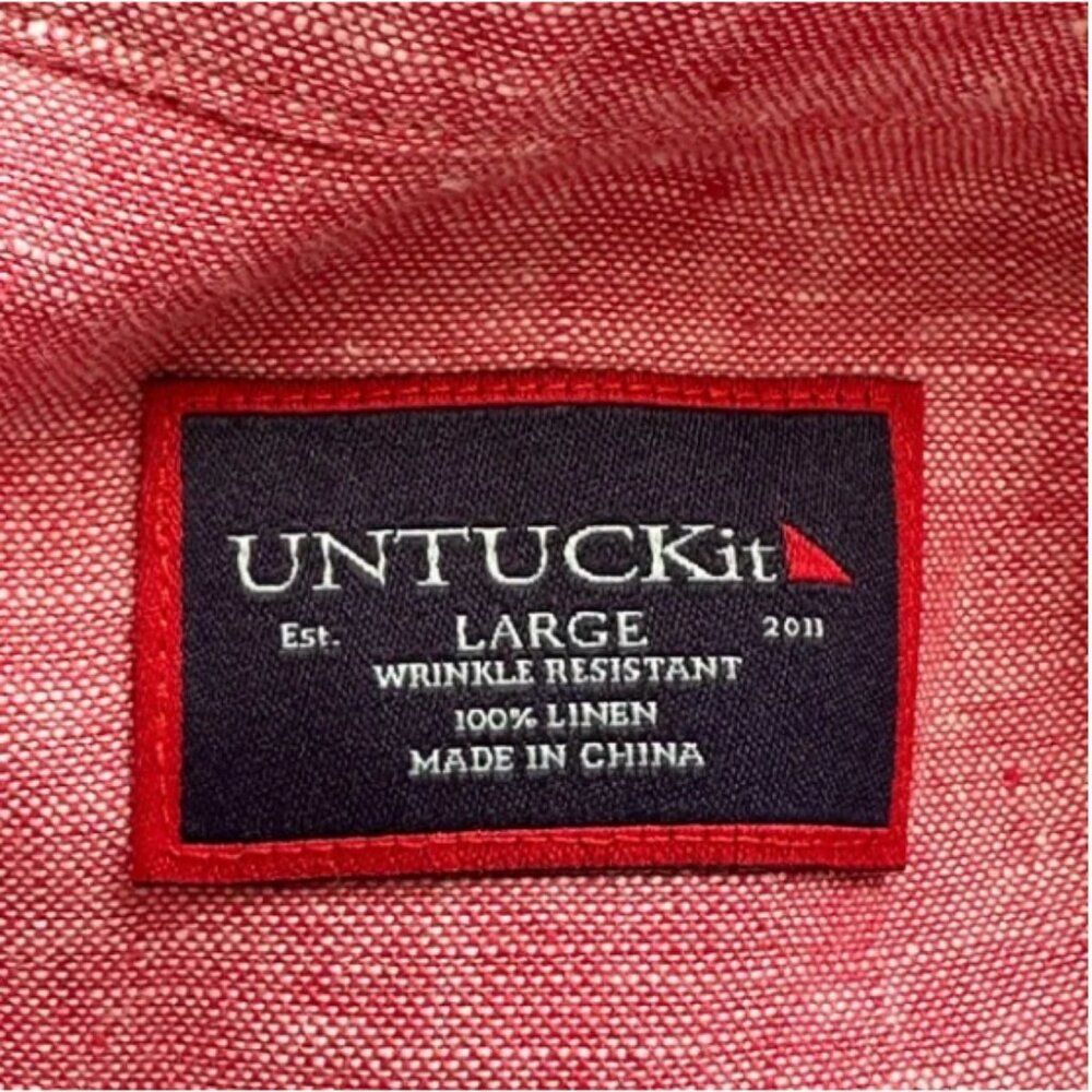 UNTUCKit Men's Eberle Linen Regular Fit Shirt Button Down Long Sleeve Size Large - Picture 4 of 6